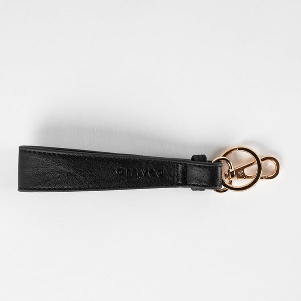 The Arrived Keyring – Black with Light Gold Hardware - Arrived Bags
