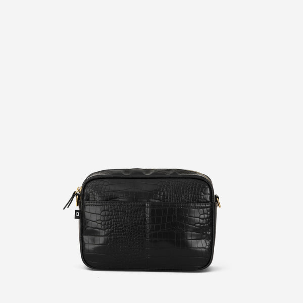 The Hayes Crossbody Baby Bag - Black Croc - Arrived Bags