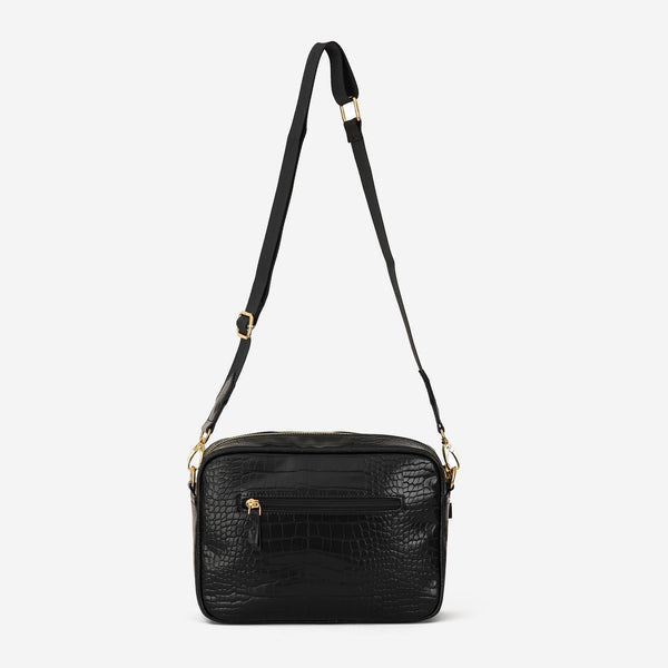 The Hayes Crossbody Baby Bag - Black Croc - Arrived Bags